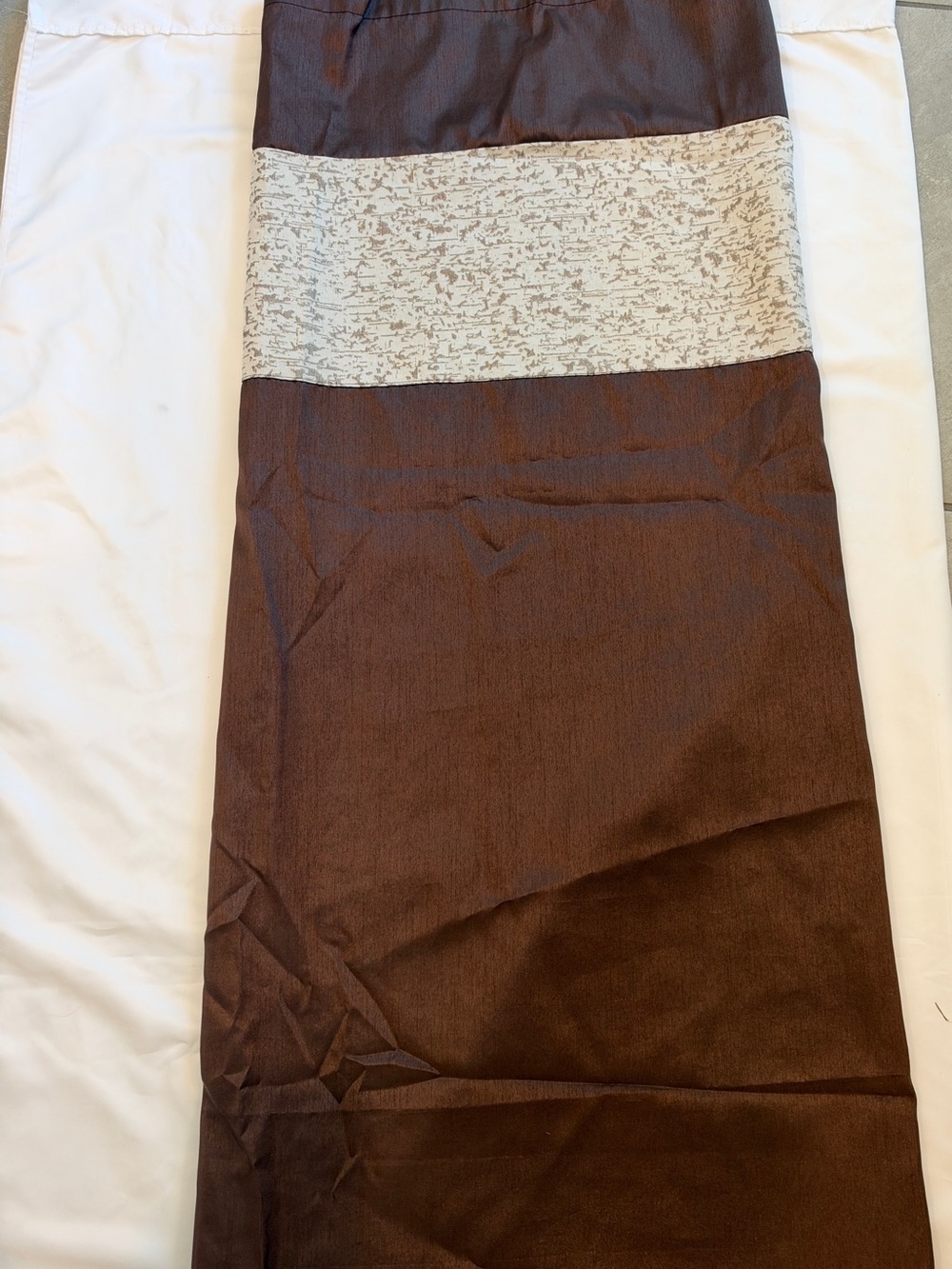 Brown Colorblock shower curtain with Cream and gold Accent